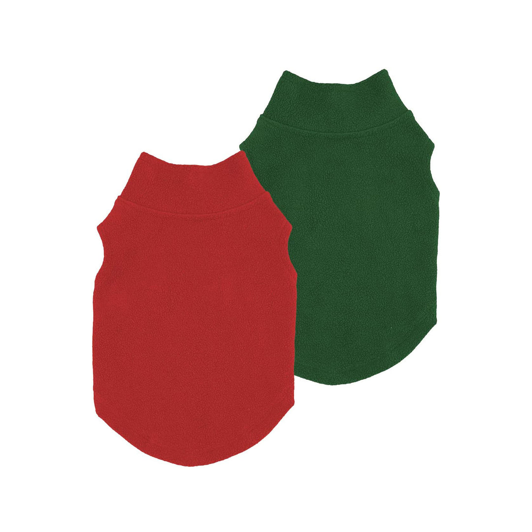 2-Pack Fleece Vest Dog Christmas Clothes Red-Green - Fitwarm