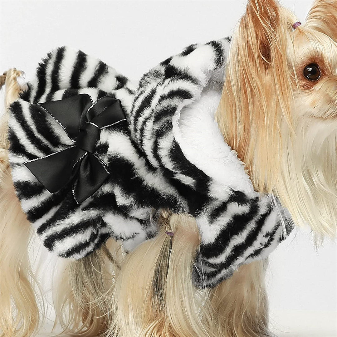 Fluffy Faux Zebra yorkie clothes