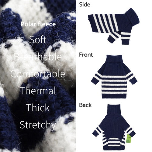 Turtleneck Knitted Striped dog apparel