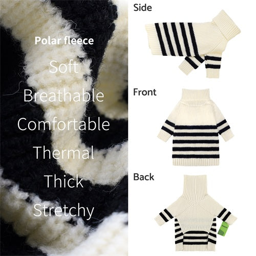 Turtleneck Knitted Striped clothes for dogs