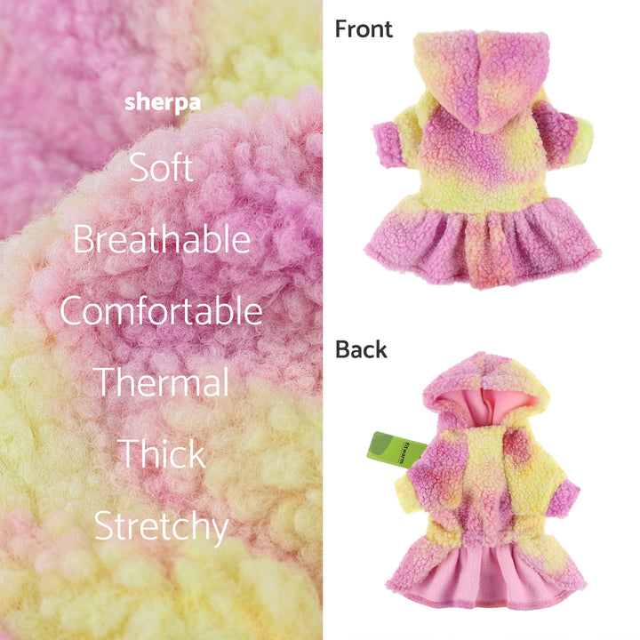 Tie Dye Sherpa Hooded small dog clothes