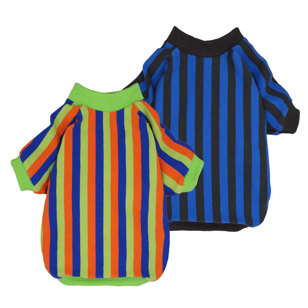 2-Pack 100% Cotton Striped Dog Clothes Green-Blue - Fitwarm
