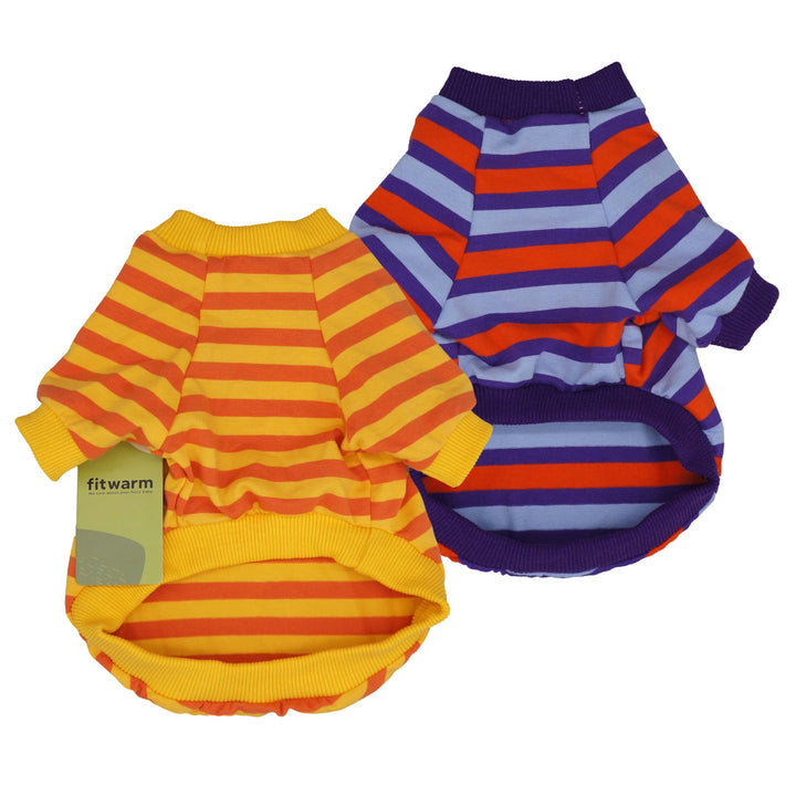 2-Pack 100% Cotton Striped Purple-Orange dog clothing