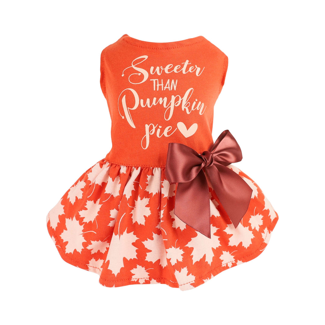 Orange Dog Dress | Thanksgiving Pumpkin Maple Leaf Design Large Orange Dog Dress | Thanksgiving Pumpkin Maple Leaf Design Large