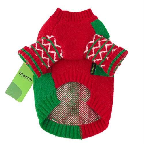 Reindeer Color Block Dog Christmas Sweater