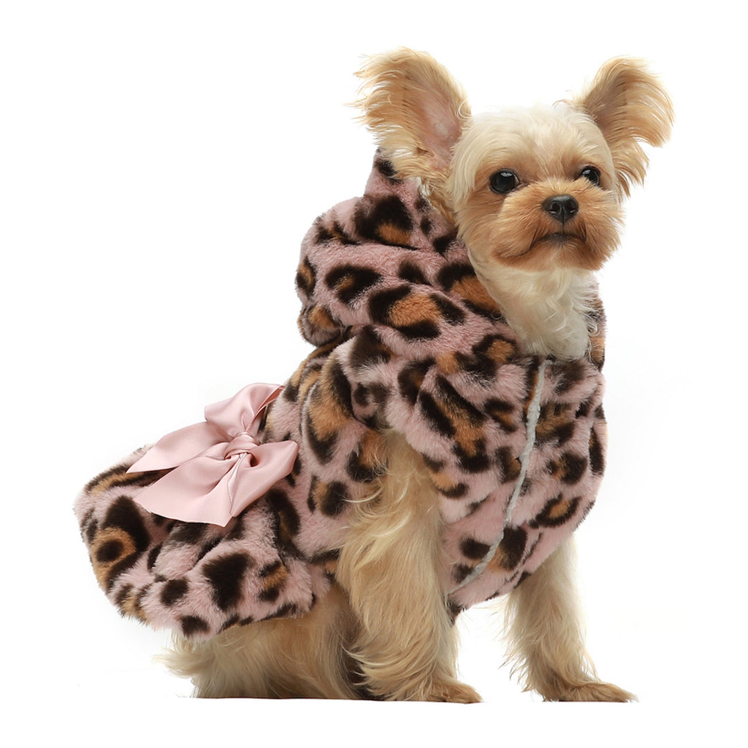 Fluffy Faux Fur Leopard Coatyorkie clothes