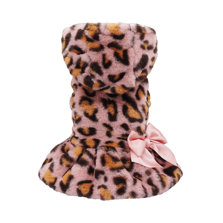 Fluffy Faux Fur Leopard Dog Clothes - Fitwarm