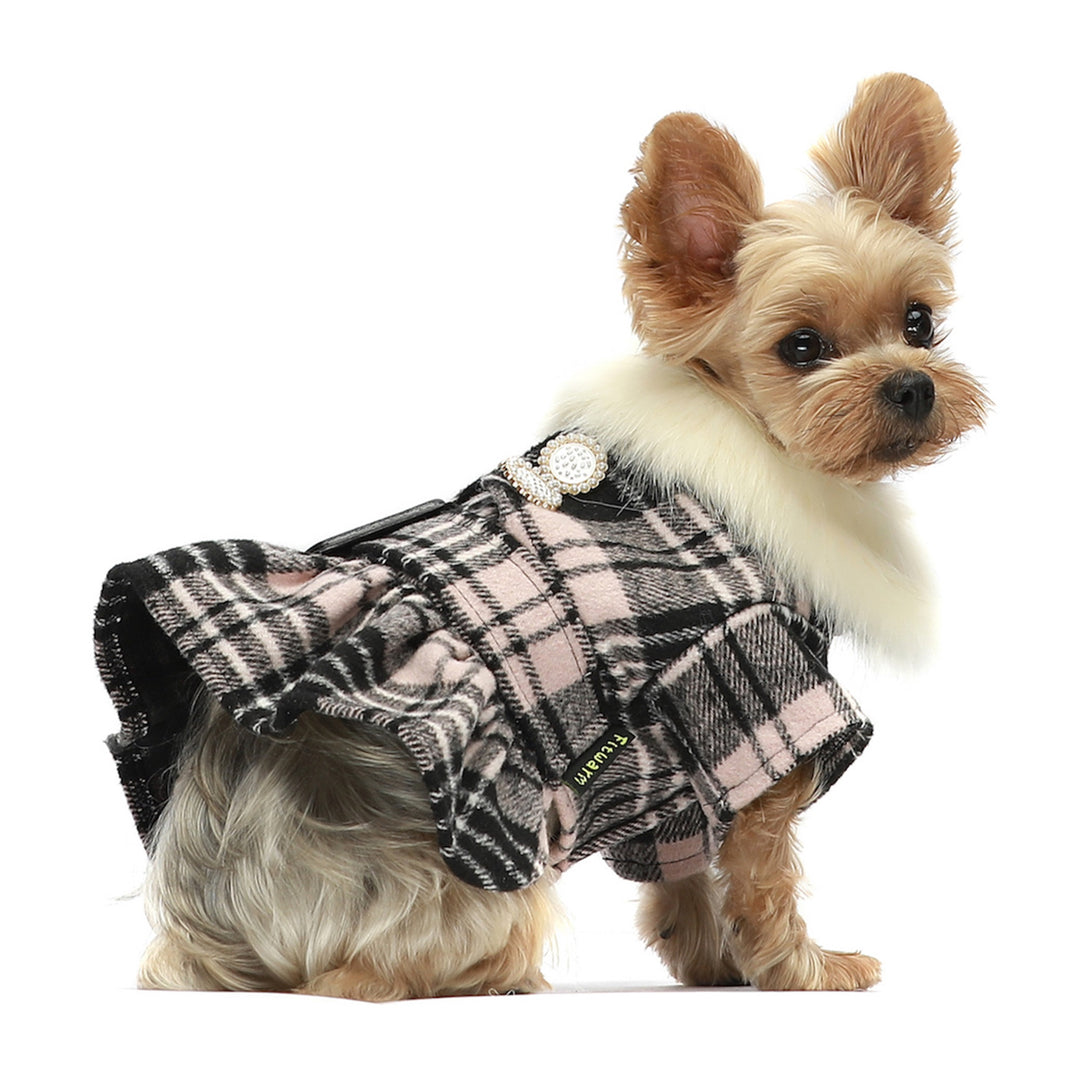 Faux Fur Double-Breasted Pea Dog Coat Dress