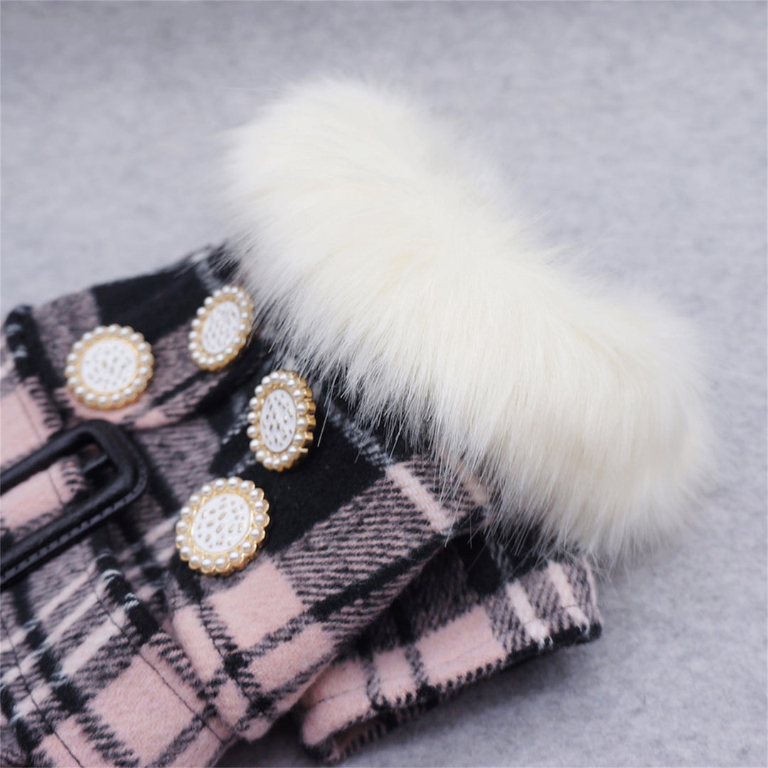 Faux Fur Double-Breasted Pea Coat dog jacket