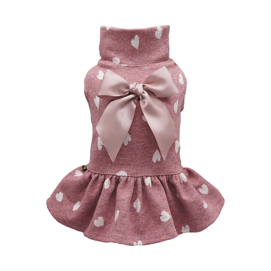 Turtleneck Dog Dresses | Polka Dot, Heart & Plaid Large / PaleVioletRed Turtleneck Dog Dresses | Polka Dot, Heart & Plaid Large / PaleVioletRed