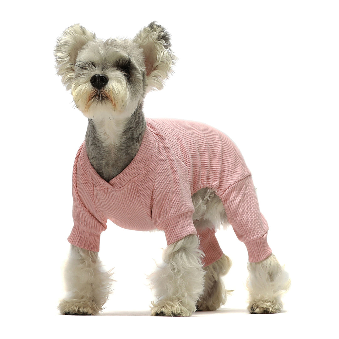 Embroidery V-Neck Pink schnauzer clothes