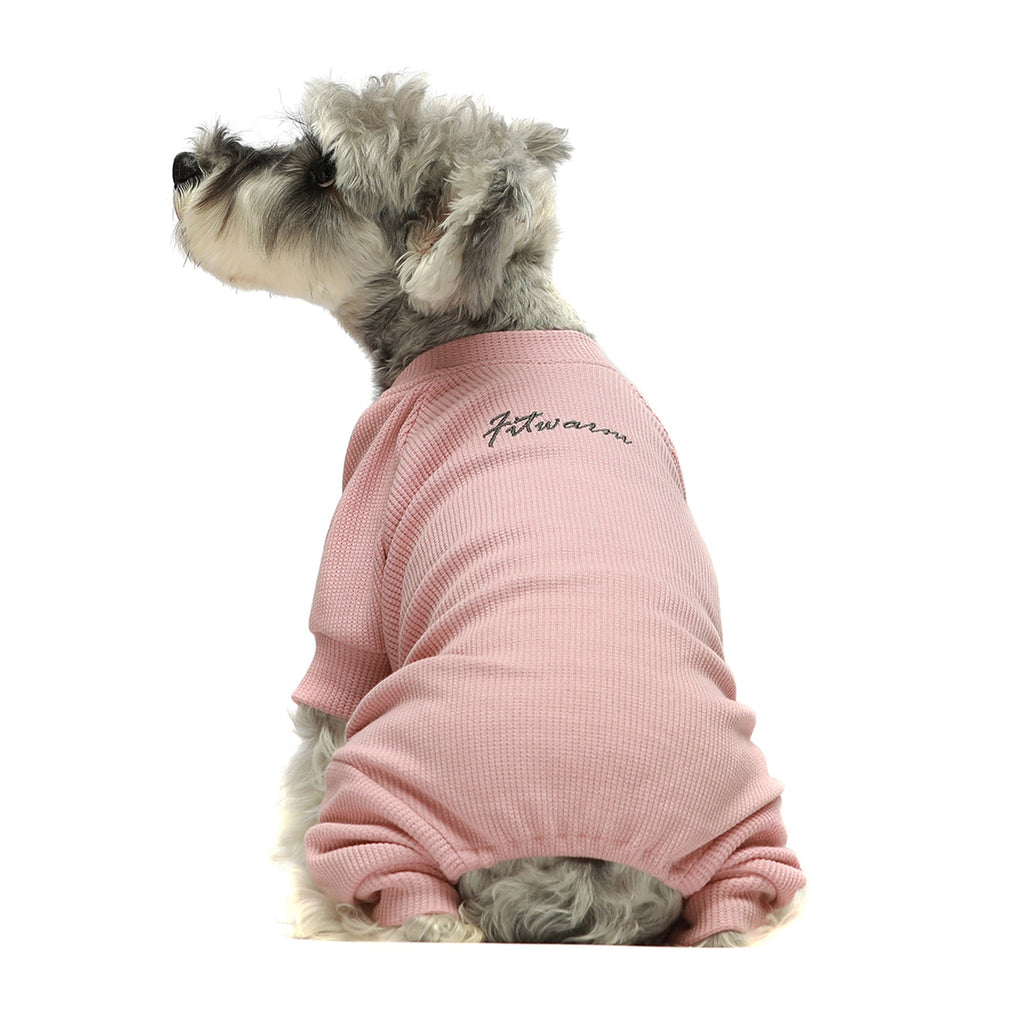 Embroidery V-Neck Dog Pajamas Pink