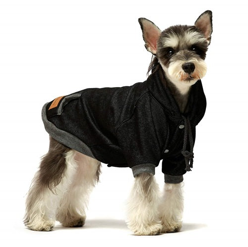 Poodle Fleece Dog Sweater Sherpa Dog Coat Black Pocket Hoodie